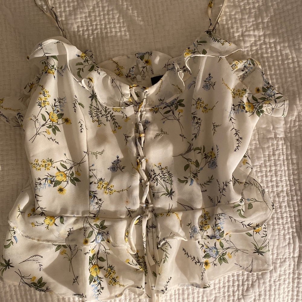 Aqua flowered shirt